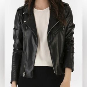 The Reset | Black Vegan leather moto jacket | Size L